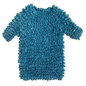 Blue Popcorn Short Sleeve Blouse Small